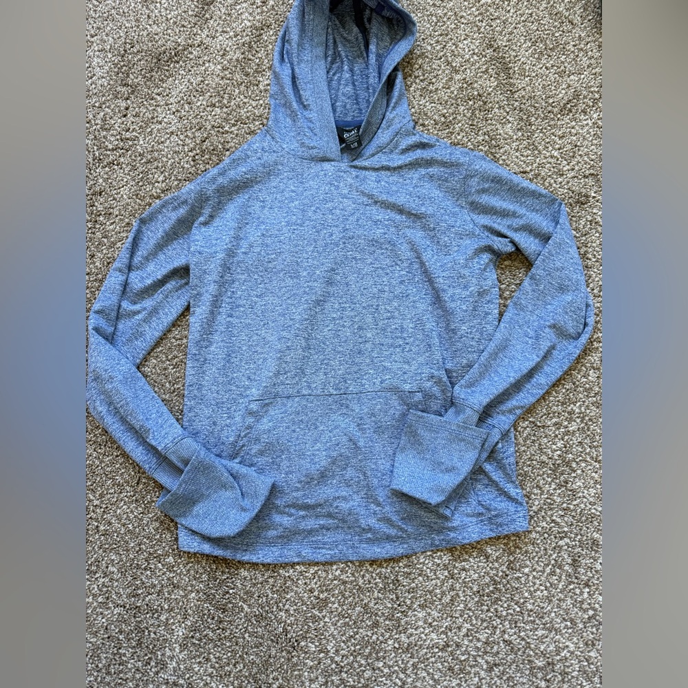 Athleta Heather Blue Hoodie girls 12 Long sleeve